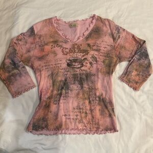 Coffee Lover Espresso Pink and Black Long Sleeve Tee